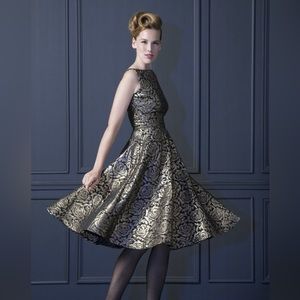 Bettie Page by Tatyana, vintage design metallic rose cocktail dress, size Small